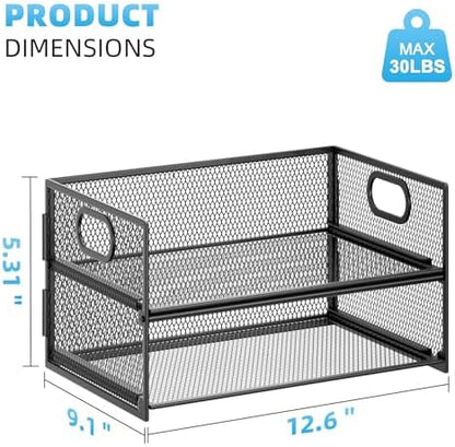 Marbrasse 2 Tier Paper Organizer Letter Tray, Mesh File Organizer with