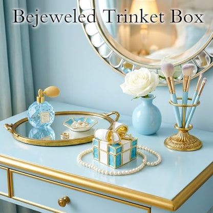 Wowagoga Mini Trinket Box, Bow-knot Gift Box Style Hinged Jewelry Box
