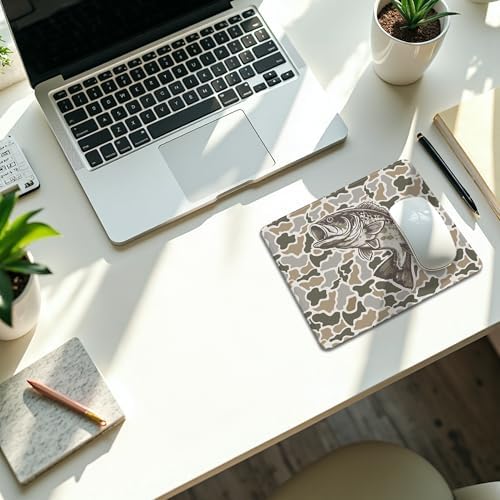 Bass Fish Camo Mouse Pad, Fishing Fisherman Gifts, Rustic Hunting
