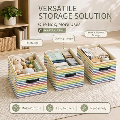 Rainbow Play Room Storage Bins with Handles, Playroom Decor