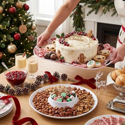 ONEderful 2-Piece Christmas Serving Tray Set with 18 Inch Large Tray