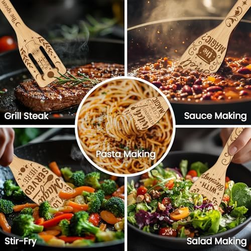 CUTHOLLOW 6PCS Magic Kitchen Wooden Kitchen Cooking Utensil Set