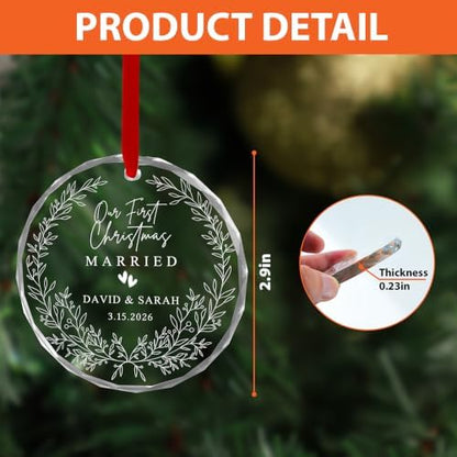 Personalized Our First Christmas Married Crystal Ornament - 2026