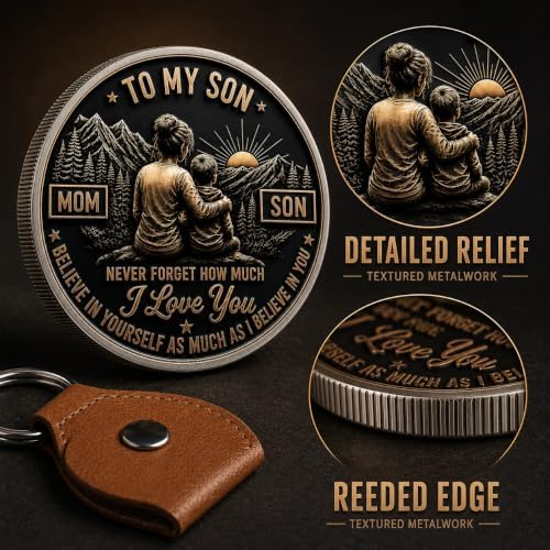 To My Son Just Do You Best Pocket Hug, Encouragement Coin Keychain