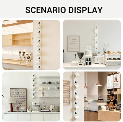 Vertical Wall Mounted Coffee Mug Rack, Wooden Coffee Mug Holder with 6