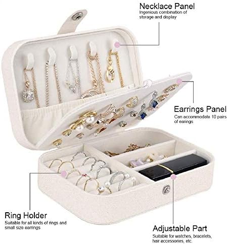 Small Portable Jewelry Organizer, Double Layer PU Leather Mini Jewelry