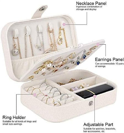 Small Portable Jewelry Organizer, Double Layer PU Leather Mini Jewelry