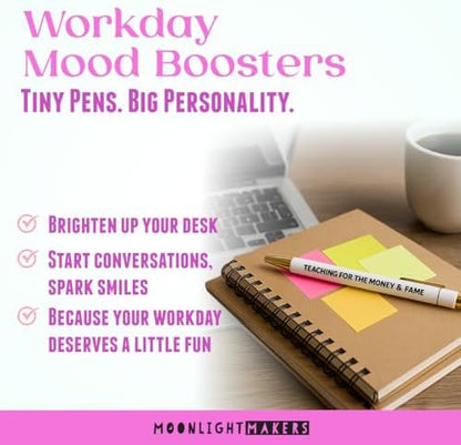 Moonlight Makers Set of 5 Ballpoint Pens Black Ink, ADHD Girlie
