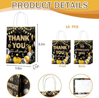 cocokawats 16 Pcs We Appreciate You Gift Bag Thank You Goodie Bags for