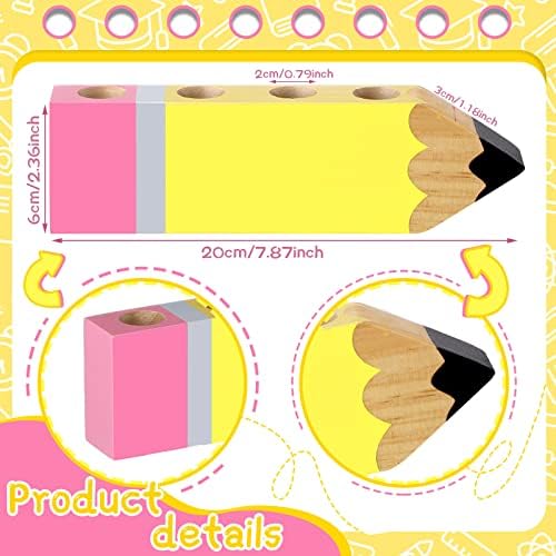 Sinmoe Pencil Wooden Desk Holder Teacher Name DIY Pen Organizer
