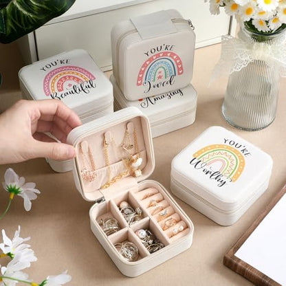 Kenning 6 Pcs Travel Jewelry Case Rainbow Gifts for Women Mom Grandma