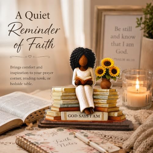 African American Christian Gifts for Women, God Says I Am Desk Plaque