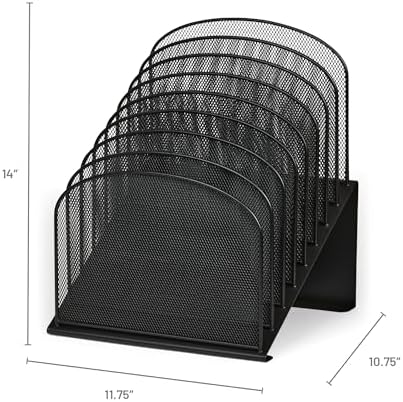Safco Onyx Desk Organizer, 8 Tiered Vertical Compartments, Office and
