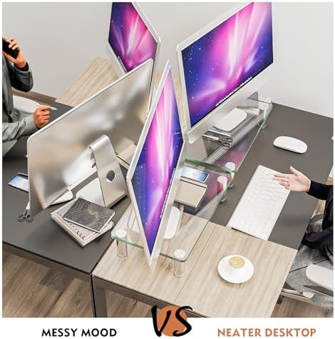 Hemudu 2 Pack Computer Monitor Riser with Height Adjustable Multi