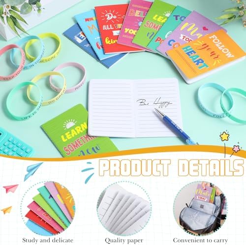 64 Pcs Inspirational Gift Bulk Notebook Pen Bracelet Keychain