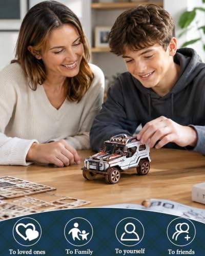 3D Puzzles for Adults, SUV Model Kit, Beginner 3D Wooden Puzzles for