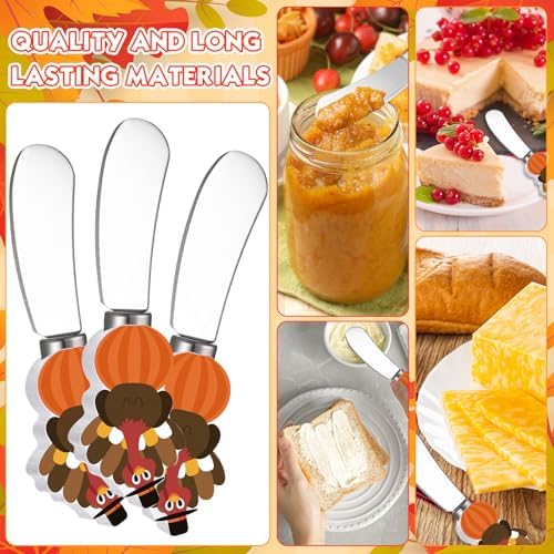 Sieral 10 Pcs Turkey Butter Knives Halloween Cheese Spreader Wooden