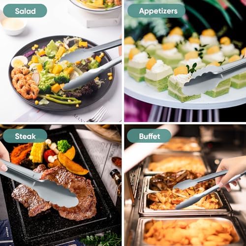 12 Pack Buffet Tongs Serving Tongs Stainless steel Kitchen Tongs 7inch