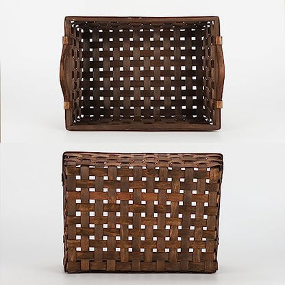 Kingwillow Rectangular Empty Wicker Gift Basket Wicker Tray