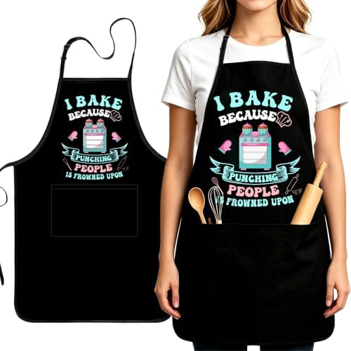 Funny Baking Apron for Women Men - Cute Cooking Aprons for Adults with