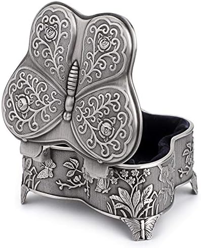 Hipiwe Vintage Metal Jewelry Trinket Box Butterfly Shape Jewelry