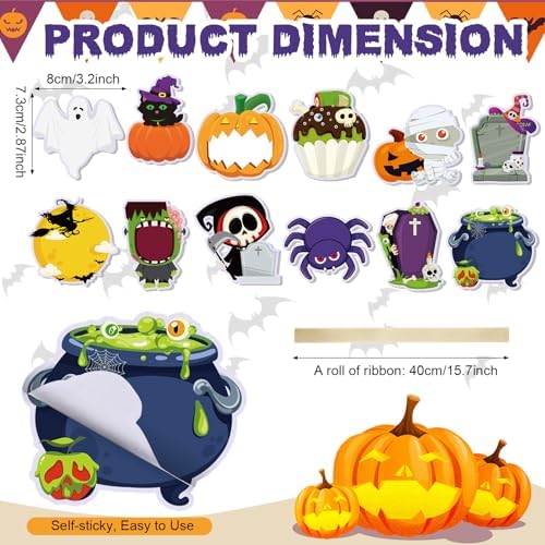 Pasimy 24 Sets Halloween Sticky Notes Pen Bulk Classroom Gifts Party