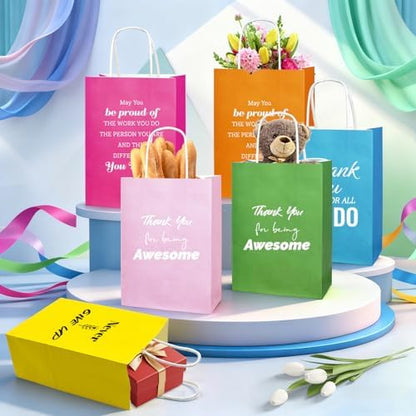 100 Pcs Employee Appreciation Gift Bags Bulk - Include 50 Paper Bags