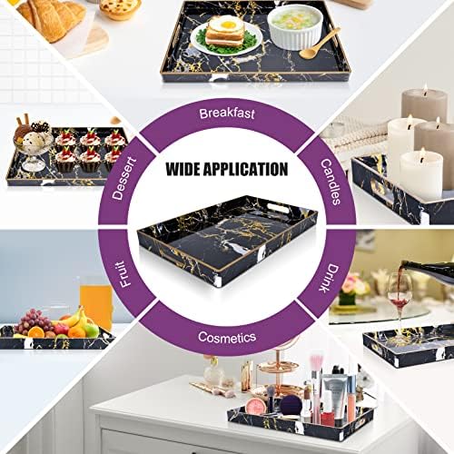 Gifturbo Black Serving Tray,Marble Decorative Serving Trays with