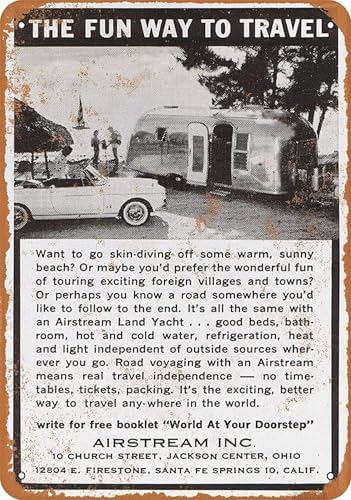 8 x 12 Inch Metal Sign Airstream Trailers Vintage Wall Decor Art