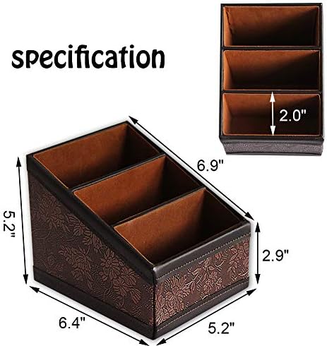 PU Leather Remote Control Holder Storage Container for TV Remote Phone