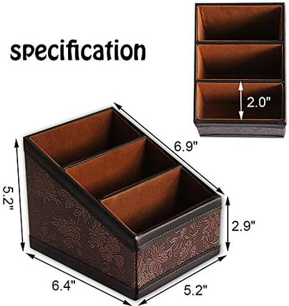 PU Leather Remote Control Holder Storage Container for TV Remote Phone