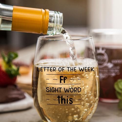 Sight Words 15 oz Wine Glass - Teacher Appreciation Gifts - Best New