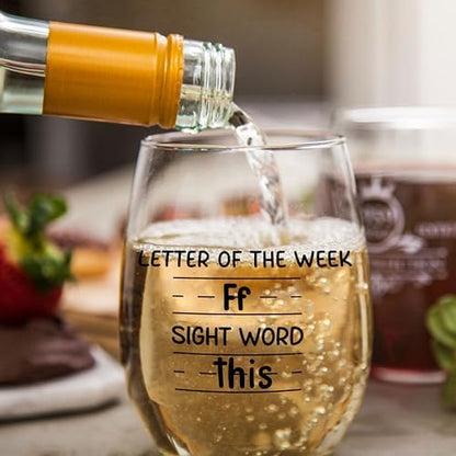 Sight Words 15 oz Wine Glass - Teacher Appreciation Gifts - Best New