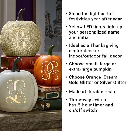 Let's Make Memories Name & Initial Light-Up Pumpkin, Silver Glitter