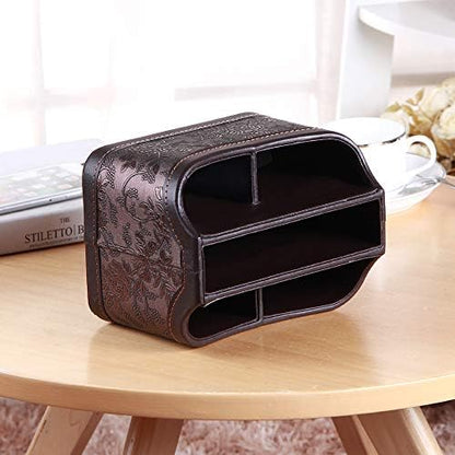 PU Leather 360° Rotatable Remote Control Holder,Nightstand TV Remote