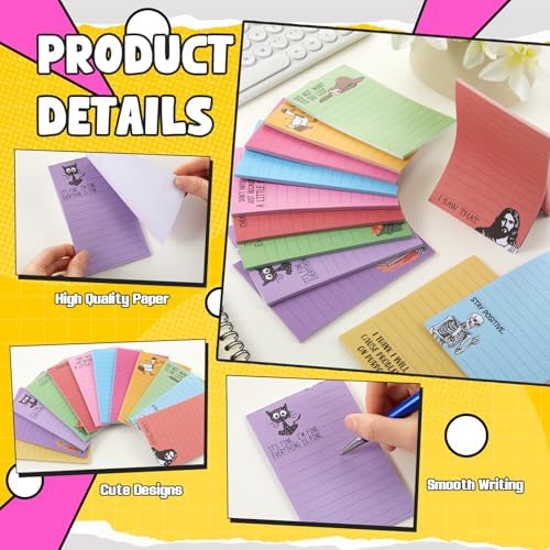 12 Pack Funny Notepads for Work, 5 x 3'', Multicolor