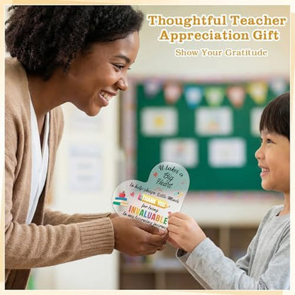 Teacher Appreciation Gift Acrylic Heart Sign 4x4 Inch Desk Decor