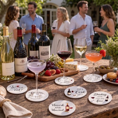 Rtteri Wine Coasters for Drinks Set of 8 Absorbent Ceramic Coasters