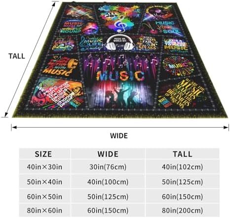Music Gifts for Men Women,Music Blanket Gifts For Musical Lovers
