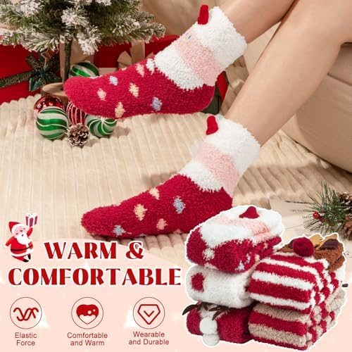 Loritta Fuzzy Socks for Women, Soft Cozy Fluffy Christmas Socks