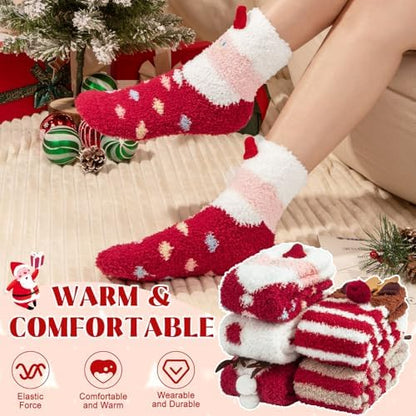 Loritta Fuzzy Socks for Women, Soft Cozy Fluffy Christmas Socks