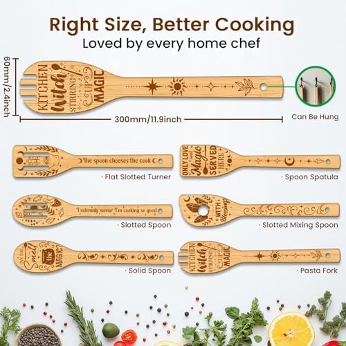 CUTHOLLOW 6PCS Magic Kitchen Wooden Kitchen Cooking Utensil Set