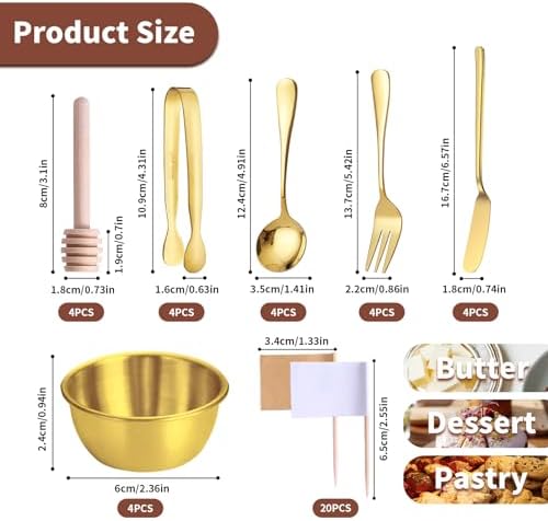 Gold Charcuterie Boards Accessories(26 PCS), Gift Box Packaging, With
