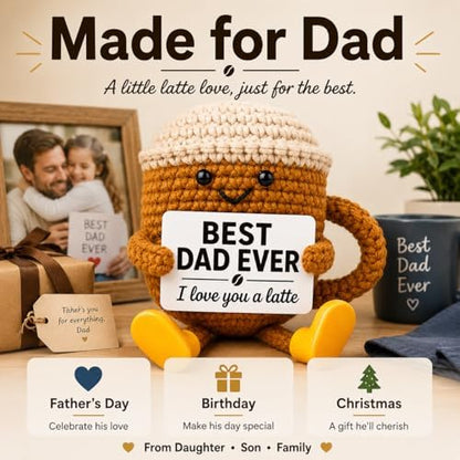 Fathers Day Gift for Dad from Daughter Son, Dad Gifts Crochet Coffee