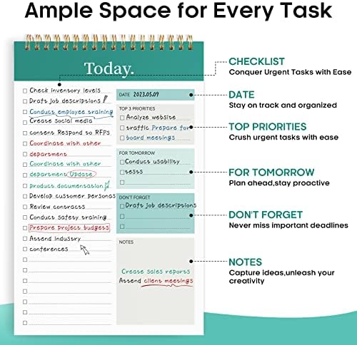 Taja To Do List Notepad, Undated Daily Planner for Work and Goal