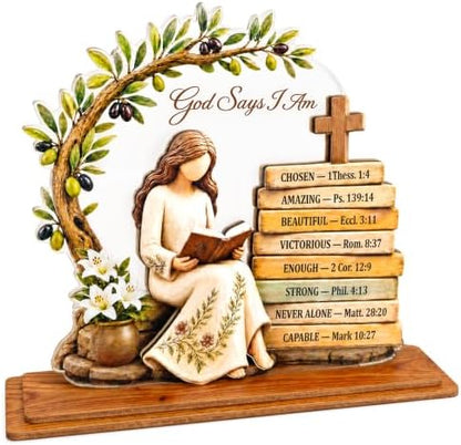 God Says I Am Christian Table Decor, Christian Gifts for Women