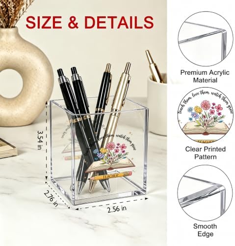 Book Floral Acrylic Cosmetic Pen Holder, Teacher Appreciation