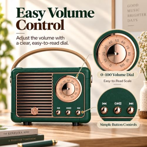 Dosmix Retro Bluetooth Speaker,Vintage Decor,Small Gift for Women Men