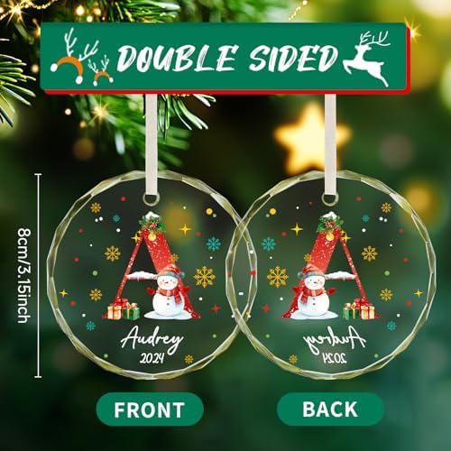 Personalized Letter Ornaments for Christmas Tree, Custom A-Z Name