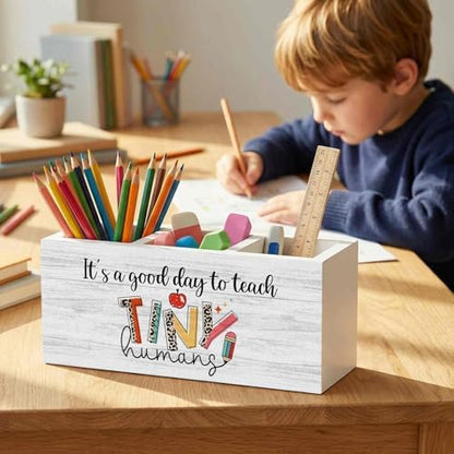 Teacher Pencil Pen Holder for Desk Organizer, Teacher Appreciation